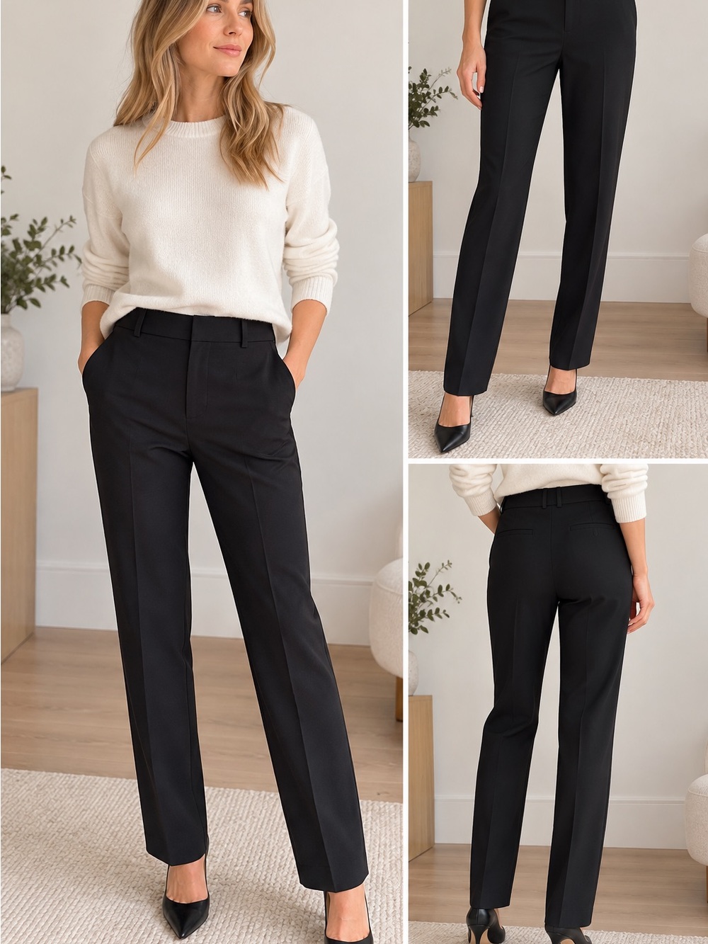 Simons Contemporarie Tailored Straight-Leg Trousers in Black